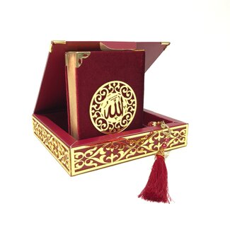 Mirac Karton Luxe box  met Koran en tesbih bordeaux