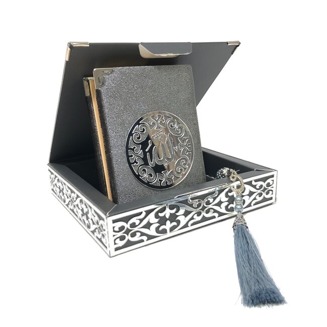 Mirac  Cardboard Luxury box with Koran and tesbih Dark Gray - Silver