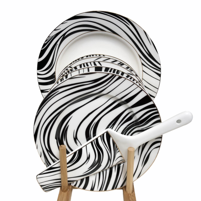 Mirac Zebra design gebak set 8-delige zwart-wit