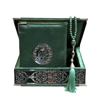 Mirac Luxe box met plex, Koran en tesbih middel groen
