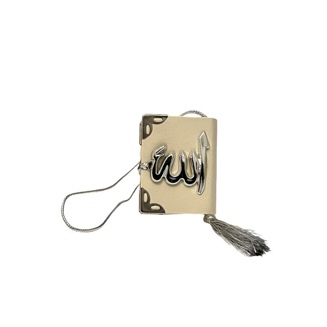 Mirac Autohanger Lederen Mini Koran Los Wit - Creme - Zilver