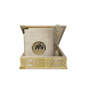 Mirac Luxury box with plex, Koran and tasbih medium White