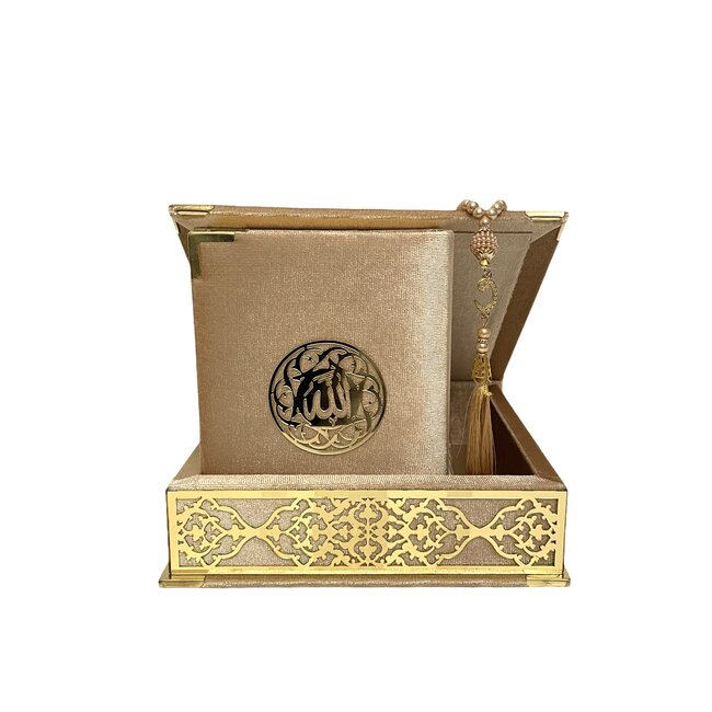 Mirac Luxury box with plex, Koran and tasbih medium Taupe