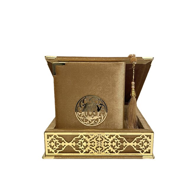 Mirac Luxury box with plex, Koran and tasbih medium Gold