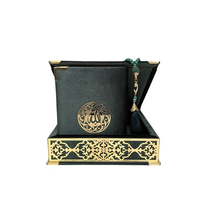 Mirac Luxury box with plex, Koran and tasbih medium Green