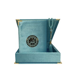 Mirac Luxe box met Koran en tasbih Licht Blauw