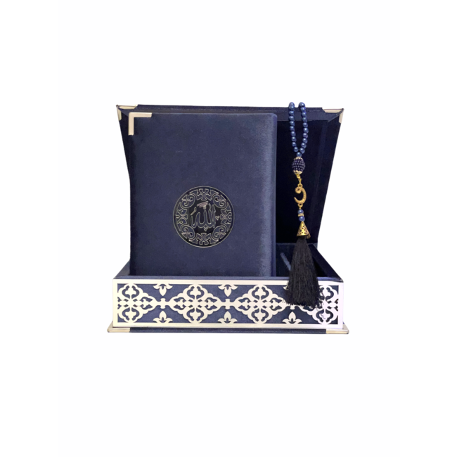 Mirac Luxury box plex with Koran and tasbih blue