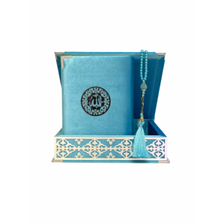 Mirac Luxury box plex with Koran and tasbih light blue