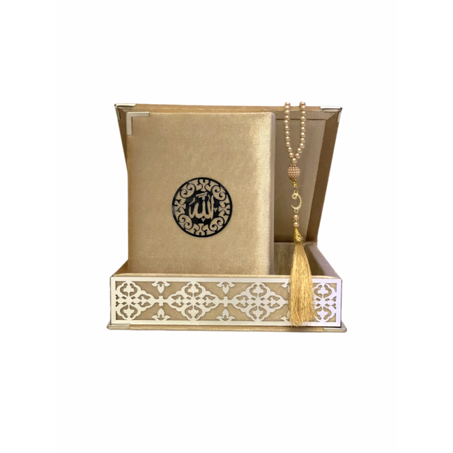 Mirac Luxe box plex met Koran en tasbih beige