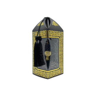 Mirac Geschenkset Bade met een gebedskleed en een parel tasbih in een luxe kartonnen box zwart