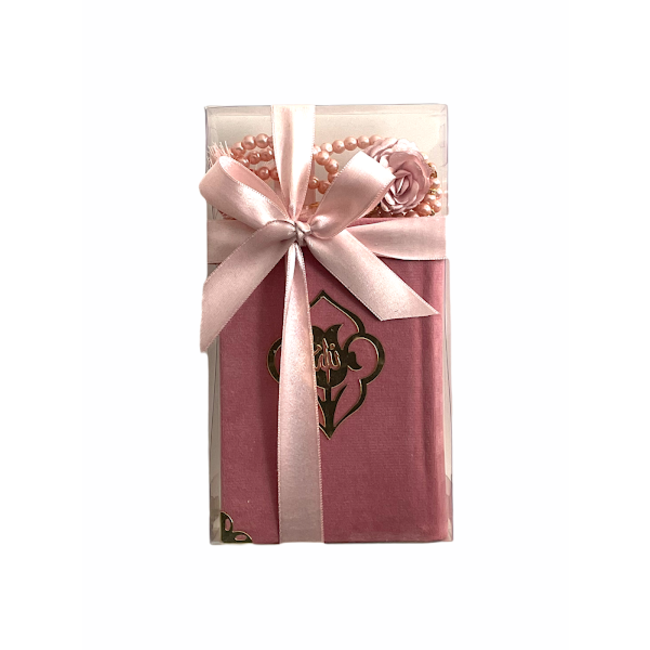 Mirac  Quran set with a pearl flower tasbih Pink