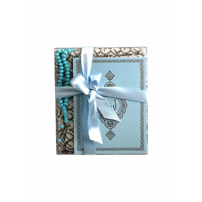 Mirac Gift set Blue with Prayer Rug, Tasbih and Mushaf / Dua book