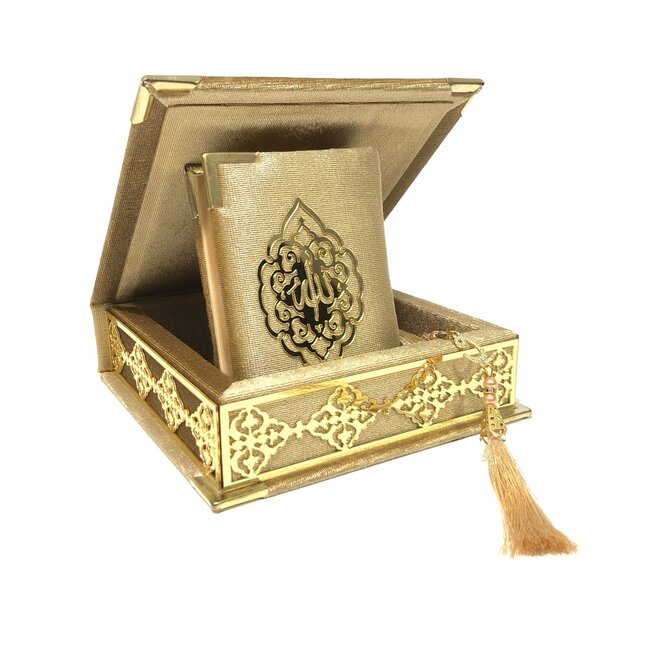 Mirac Luxe box  met plex, Koran en tasbih Klein Goud