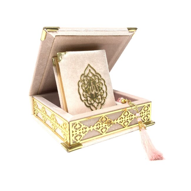Mirac Luxury box with plex, Koran and tasbih Small Pink