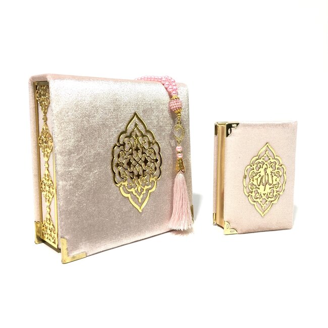 Mirac Luxury box with plex, Koran and tasbih Small Pink