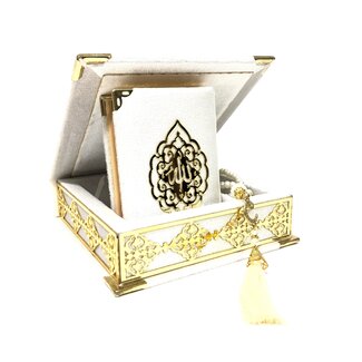 Mirac Luxury box with plex, Koran and tasbih Small White