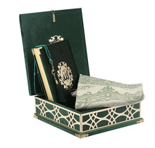 Luxury box with plex, Koran, Prayer Rug and Tasbih Green