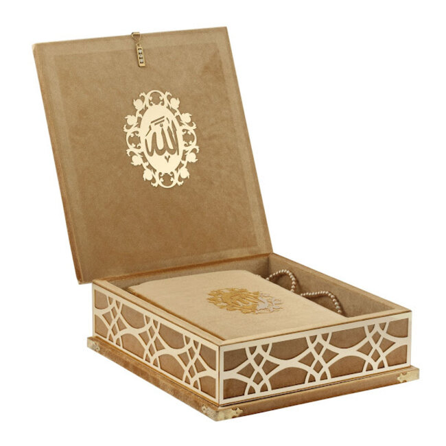 Mirac Luxury box with plex, Koran, Prayer Rug and Tasbih Gold
