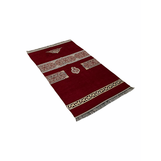 Mirac Prayer rug with Kaba Design Dark Red