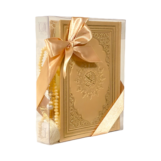 Mirac Gift set Quran with a pearl Tasbih Gold