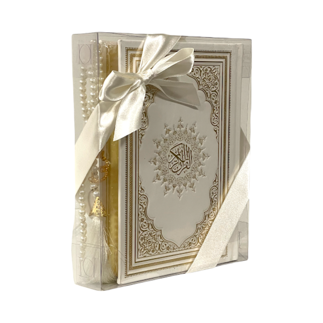 Mirac  Gift set Quran with a pearl Tasbih White