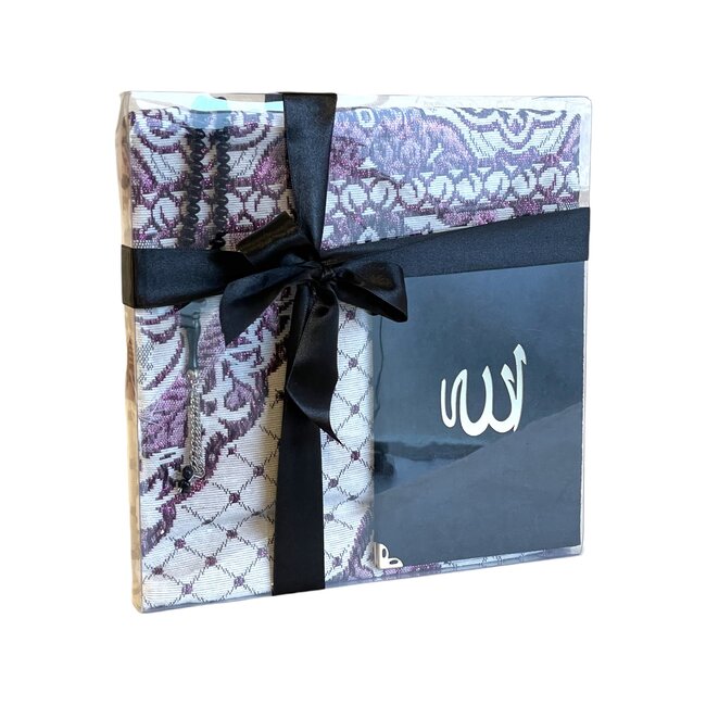 Mirac Geschenkset emirgan zwart met Gebedskleed, Tasbih en Mushaf / Dua boek