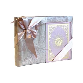 Mirac Gift set Ravza with Koran, prayer rug and tasbih pink