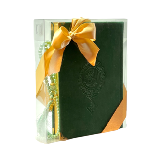 Mirac Gift set Quran with a pearl Tasbih green