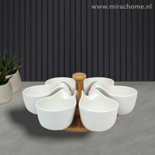 Arow Arow Enrico 7 piece rotatable tapas plate white