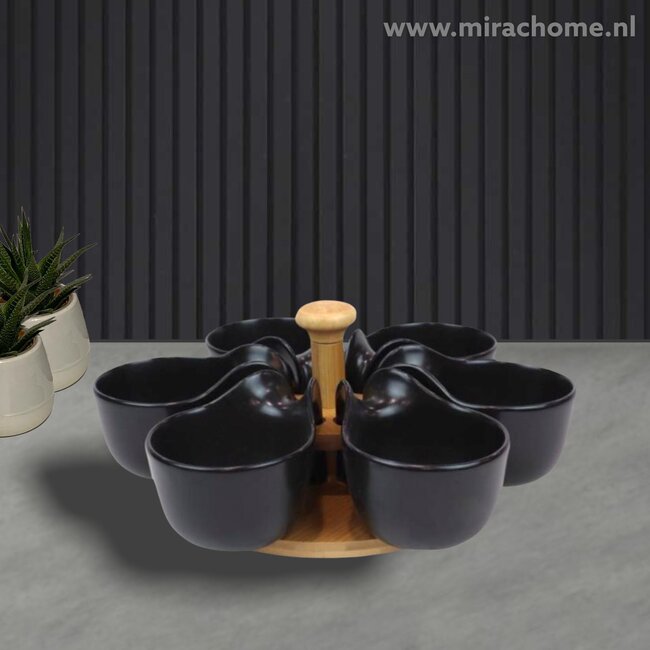 Arow Arow Ernesto 7 piece rotatable tapas plate black