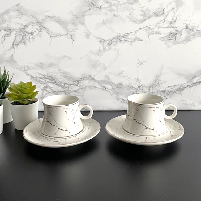 Mirac Coffee cups marble design 6 persons, 12-piece
