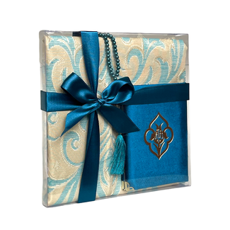 Mirac Gift set Tafta turquoise with a prayer rug, tasbih and a Mushaf/Dua book