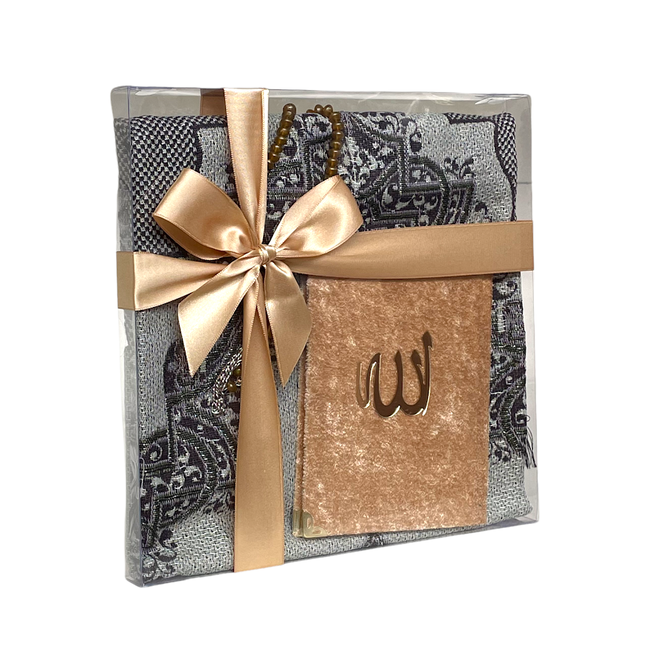 Mirac Gift set emirgan eko gold with a prayer rug, tasbih and a Mushaf/Dua book