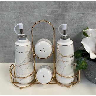 Bavary  5-Delige Menage set Marmer Design Wit / Goud