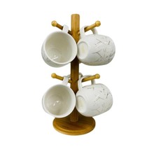 7-Piece Mugs Set Marble Design White / Gold