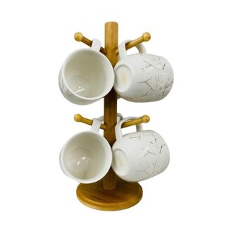 Bavary  7-Delige Mokken set Marmer Design Wit / Goud