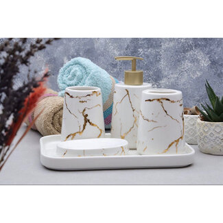 Arow Arow Gulia 5 piece bathroom set white / gold