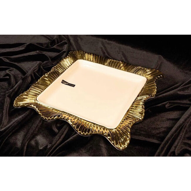 Mirac Luxury Serving Bowl White / Gold Square