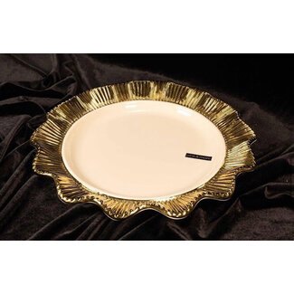 Mirac Luxury Serving Dish White / Gold Round