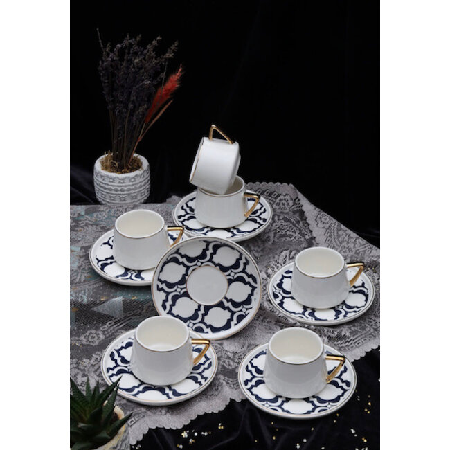 Mirac Espresso / Turkish coffee cups 6 person, 12-piece Black / White