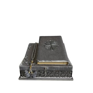 Mirac Luxury Rahle box with plex, Koran and Tasbih Gray