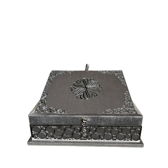 Mirac Luxe Rahle box  met plex, Koran  en Tasbih Grijs