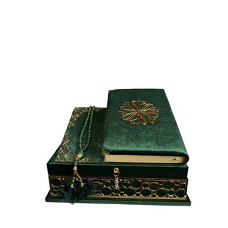 Mirac Luxe Rahle box  met plex, Koran  en Tasbih Groen