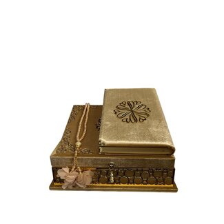 Mirac Luxury Rahle box with plex, Koran and Tasbih Gold