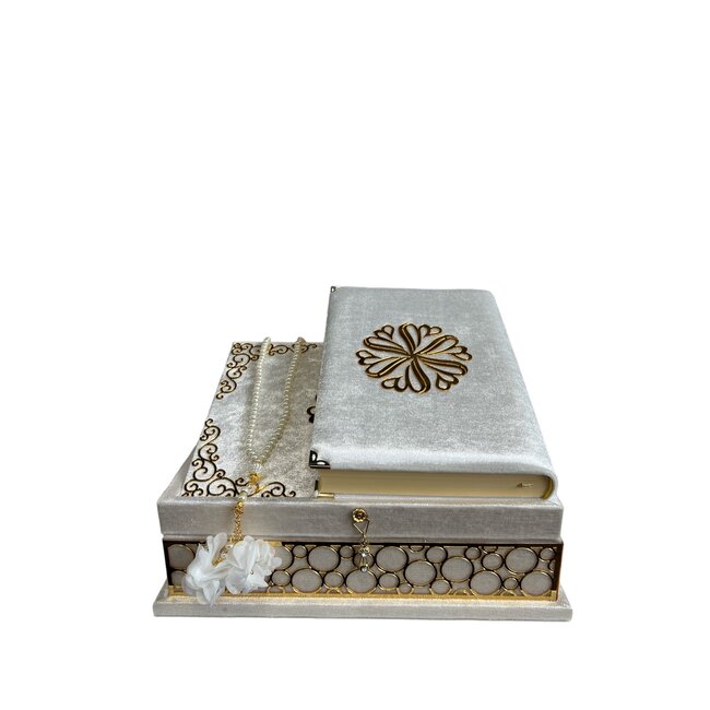 Mirac Luxe Rahle box  met plex, Koran  en Tasbih Wit