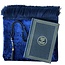 Mirac Gift set dark blue with a luxurious velvet prayer rug, pearl tasbih and Dutch translated Koran Kerim