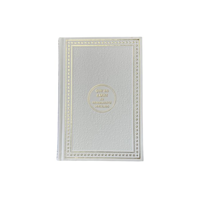 Mirac Gift set cream with a luxurious velvet prayer rug, pearl tasbih and Dutch translated Koran Kerim