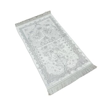 Mirac Luxury prayer rug velvet Glitter White / Silver