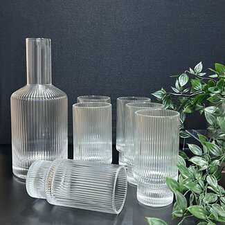 Mirac Ripple drinking glasses 6 pieces with carafe