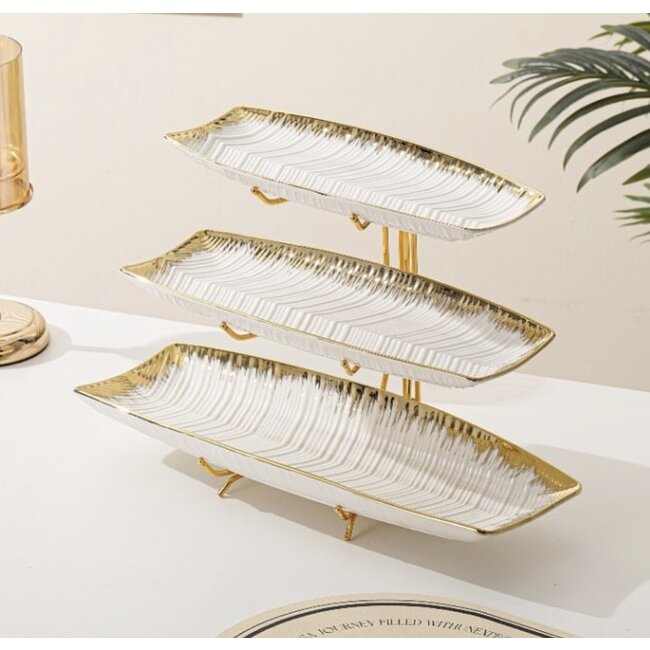 Mirac Luxury Serving Dish Etagere White / Gold